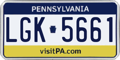 PA license plate LGK5661