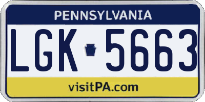 PA license plate LGK5663