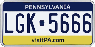 PA license plate LGK5666