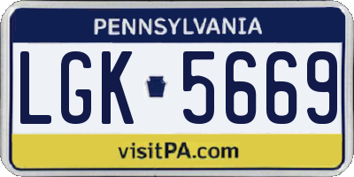 PA license plate LGK5669