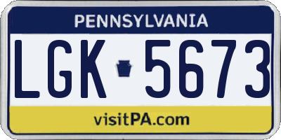 PA license plate LGK5673