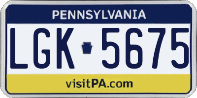 PA license plate LGK5675