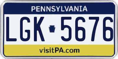 PA license plate LGK5676