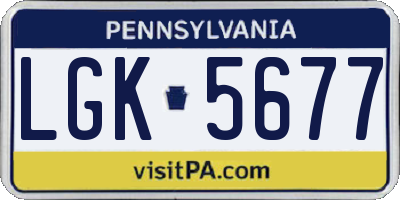 PA license plate LGK5677