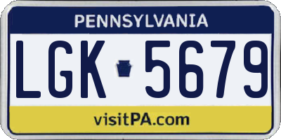 PA license plate LGK5679
