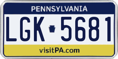 PA license plate LGK5681