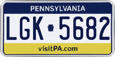 PA license plate LGK5682