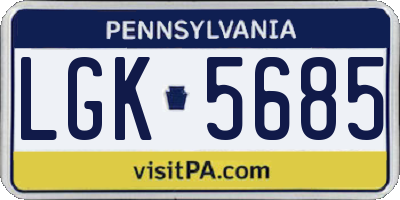 PA license plate LGK5685