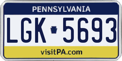 PA license plate LGK5693