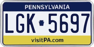 PA license plate LGK5697