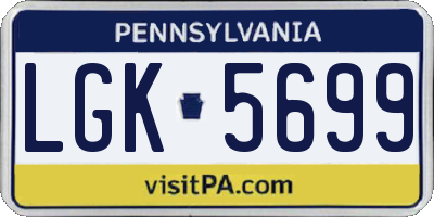 PA license plate LGK5699