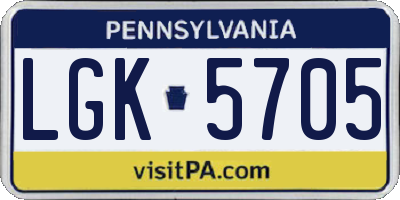PA license plate LGK5705