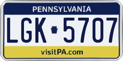 PA license plate LGK5707
