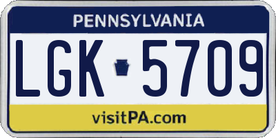 PA license plate LGK5709