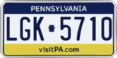 PA license plate LGK5710