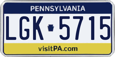 PA license plate LGK5715