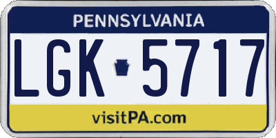 PA license plate LGK5717