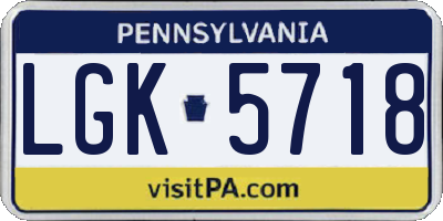 PA license plate LGK5718