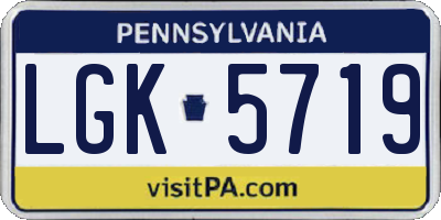 PA license plate LGK5719