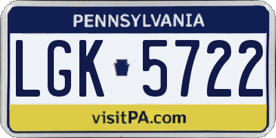 PA license plate LGK5722