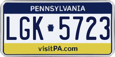 PA license plate LGK5723