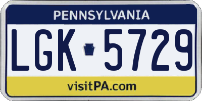 PA license plate LGK5729