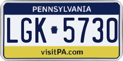 PA license plate LGK5730