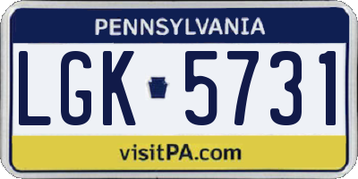 PA license plate LGK5731