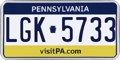 PA license plate LGK5733