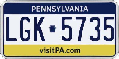 PA license plate LGK5735