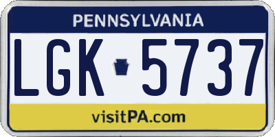 PA license plate LGK5737