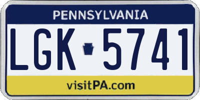 PA license plate LGK5741