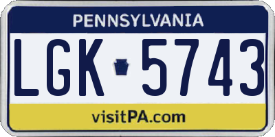PA license plate LGK5743