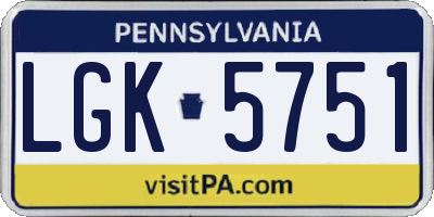 PA license plate LGK5751
