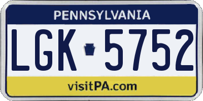 PA license plate LGK5752