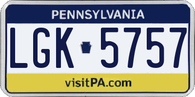 PA license plate LGK5757