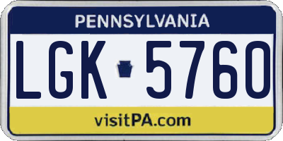 PA license plate LGK5760