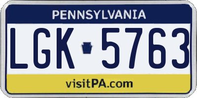 PA license plate LGK5763