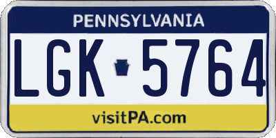 PA license plate LGK5764