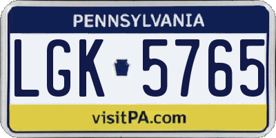 PA license plate LGK5765
