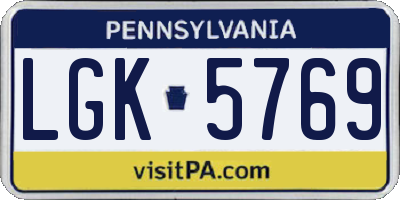 PA license plate LGK5769