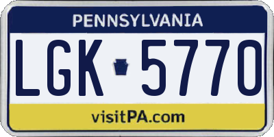 PA license plate LGK5770