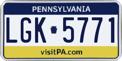 PA license plate LGK5771