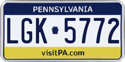 PA license plate LGK5772