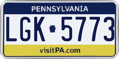 PA license plate LGK5773