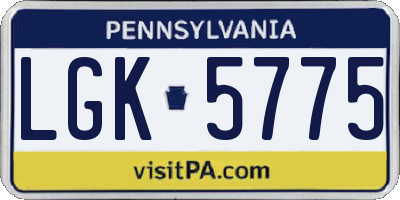 PA license plate LGK5775