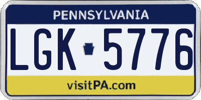 PA license plate LGK5776
