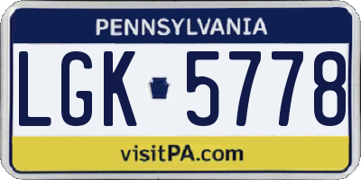 PA license plate LGK5778