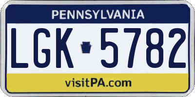 PA license plate LGK5782