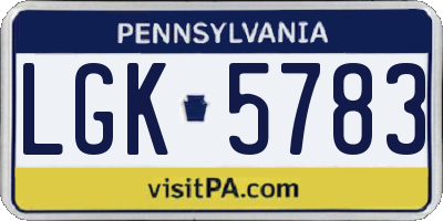 PA license plate LGK5783